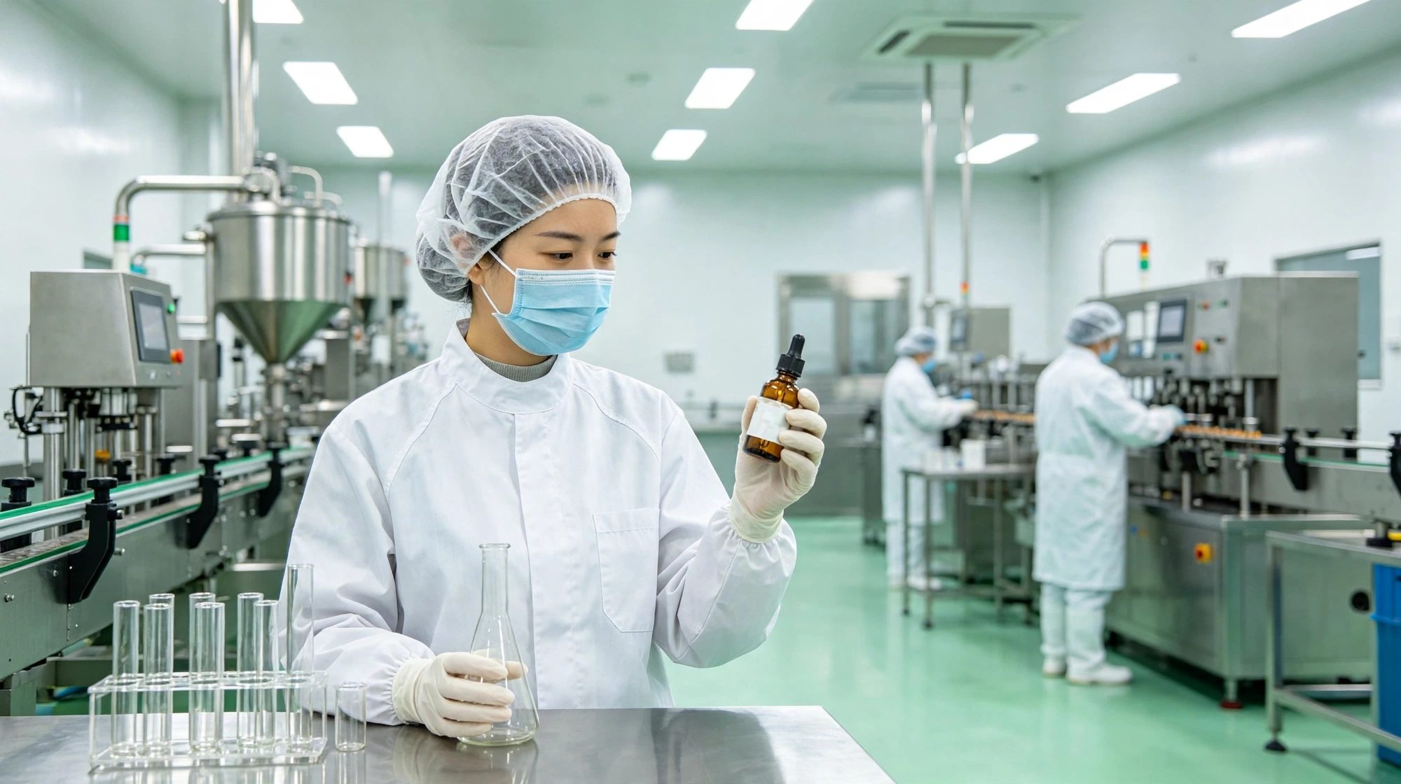 Quality control inspection of a finished dropper bottle